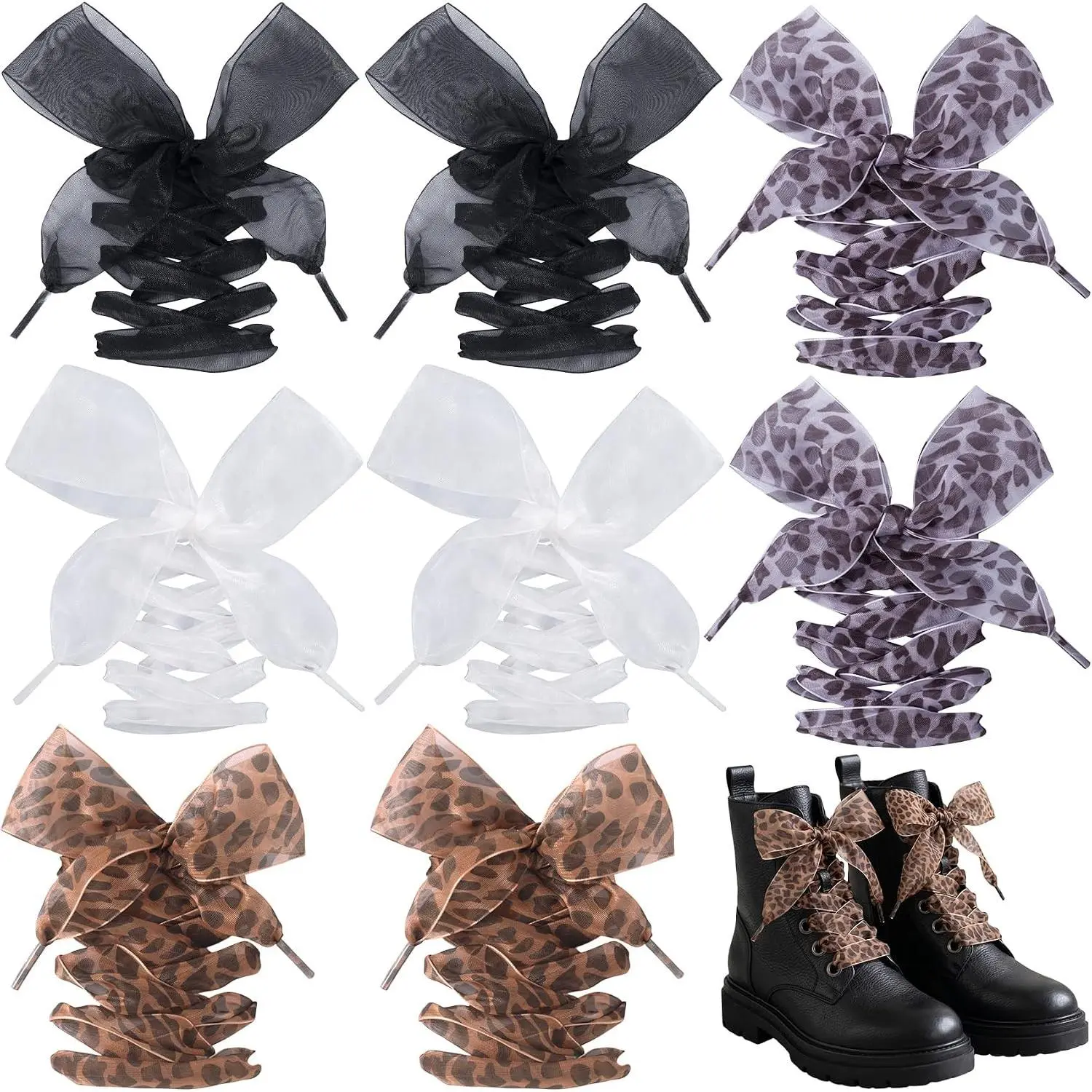 Ribbon Shoe Laces for Women Sneakers, Soft Silk Satin Lace Shoestrings, Flat Shoelaces Shoe Strings
