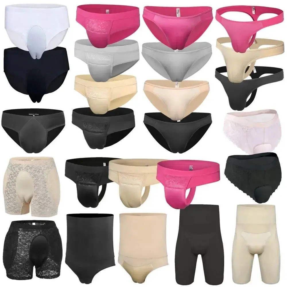 Men's Hiding Gaff Panties Tummy Control Shorts Fake Vaginal Panty Crossdressing Transgender Shemale Underwear Gay Sissy Thongs