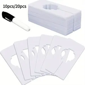 10/ 20pcs Closet Dividers For Hanging Clothes 5*2 Inches - Rectangle Clothing Size Dividers For Racks, 1.5x Wider White Closet Divider Set With Marker