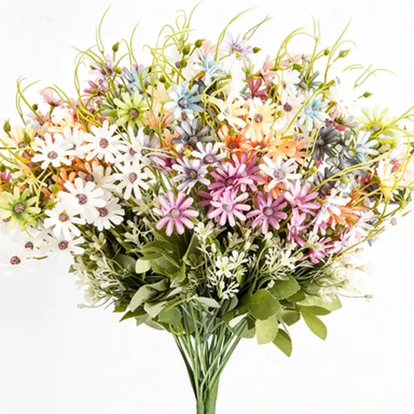 Bulk 15-Inch UV-Resistant Mix Color Classy Silk Fabric Artificial Wildflower Daisy Bunches, Colorful Decorative Plastic Greenery Bouquets for Floral Arrangement Centerpiece, Home Decor Ornaments