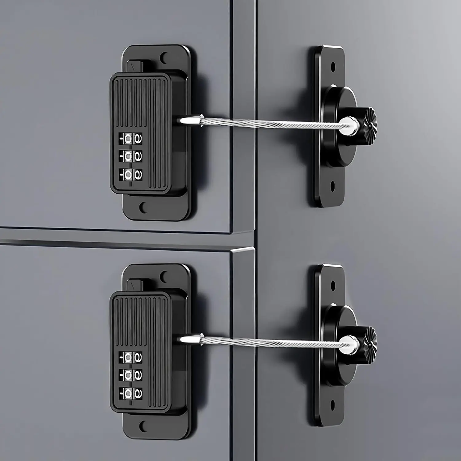 2 Pack Heavy Duty Combination Refrigerator Locks - No Drilling Adhesive Cabinet Locks Baby Proofing for Fridge, Cabinets, Drawers, Windows, Child Safety
