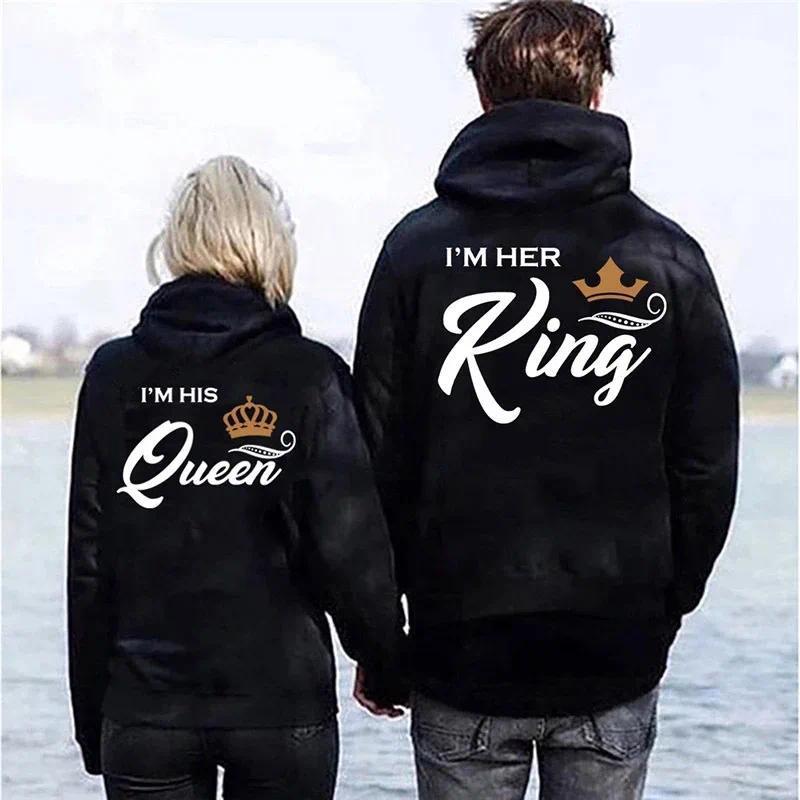 2026wish Couple Sweatshirt Hooded Printing King Queen Casual Style