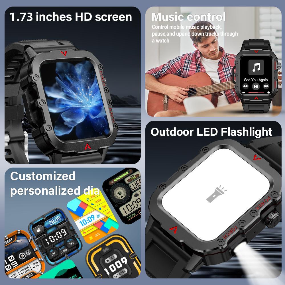 Multifunctional Smart Watch, Fashion Digital Watch with LED Flashlight, Sports Watch with Wireless Call & Weather Forcast for iOS & Android, Wearable