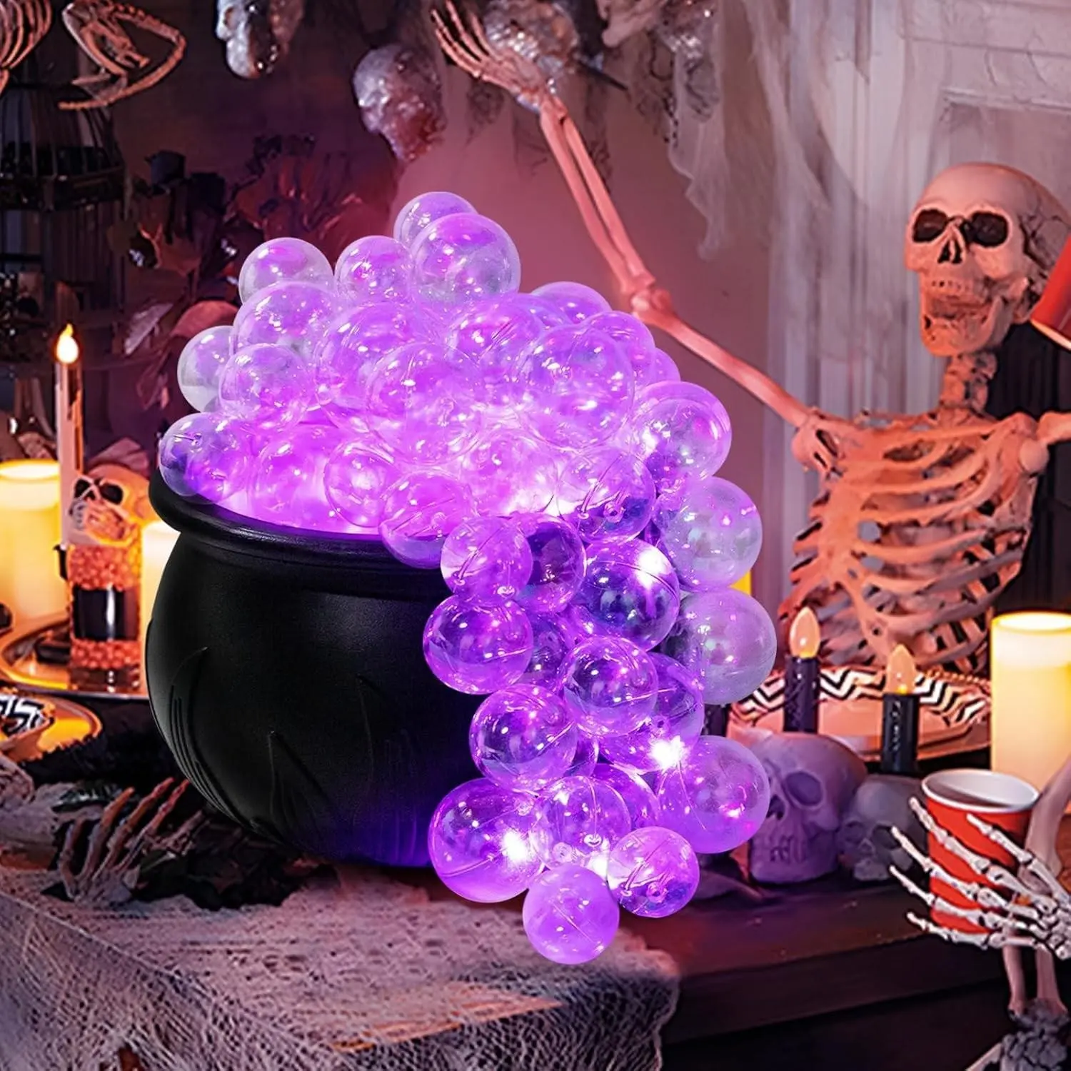 Outdoor Halloween Decorations, Festive Decoration, Large Witch Cauldron with Lights, Bubble Witch Pot, DIY Bubble Cauldron Set, Indoor & Outdoor Use