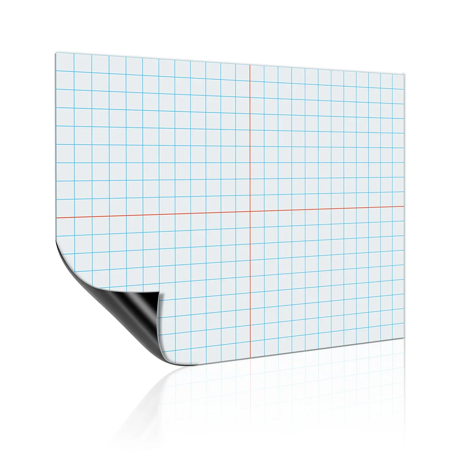 Refrigerator Magnetic Memo Board,PET Writing Surface, Dry Erase No Trace, Durable Coated Print, Blue Grid Planner, Rounded Edges, Refrigerator Magnet
