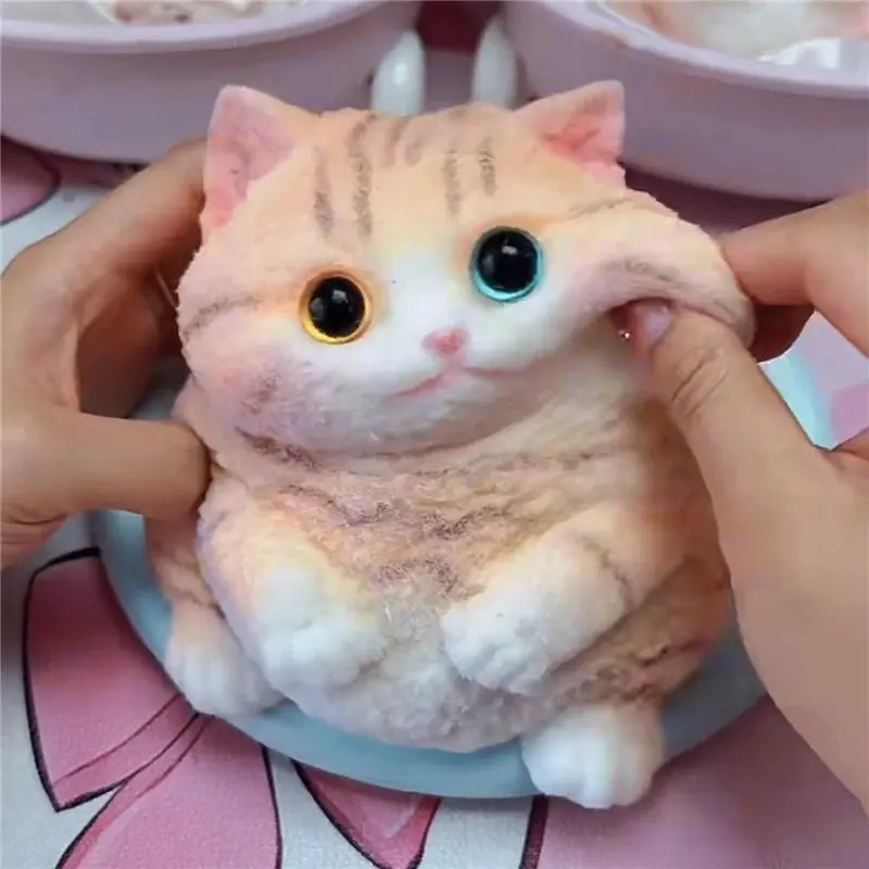 Cute Kawaii Cat Squishies Toys - Soft Silicone Stress Relief Squeeze Toy, Unisex Kids' Desk Buddy Decor & Anxiety Relief Gift