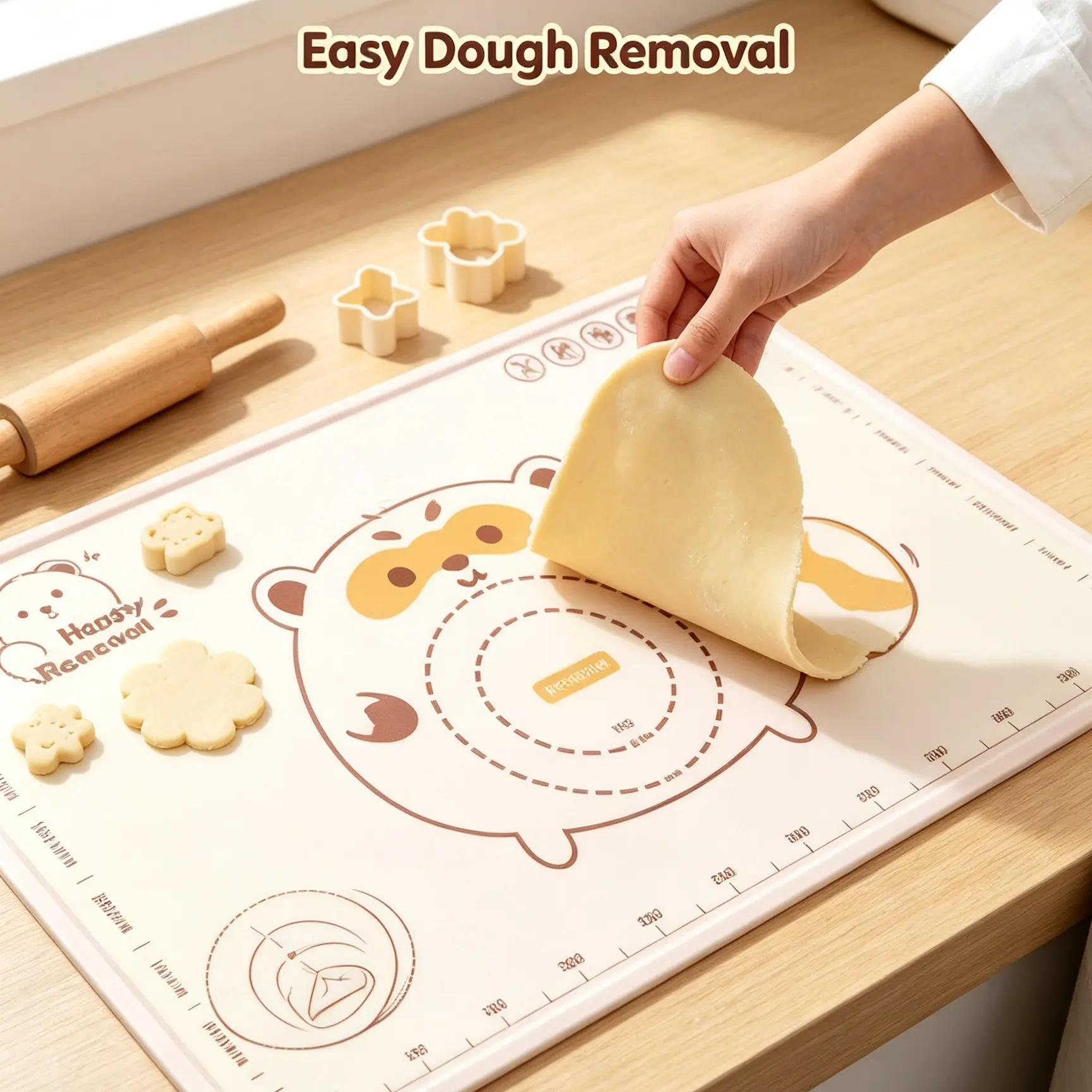 Antibacterial Silicone Mat, Thick Dough Kneading Pad, Food Grade Rolling Pin Mat, Home Cutting Board, Large Kitchen Baking Mat