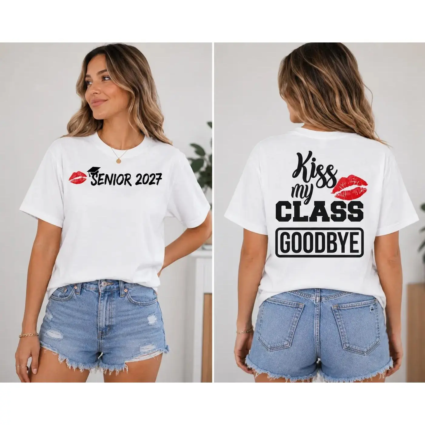 Senior 2027 Kiss My Class Goodbye Shirt, Class of 2027 Graphic T-Shirt, Senior Year Graduation Gift, Unisex