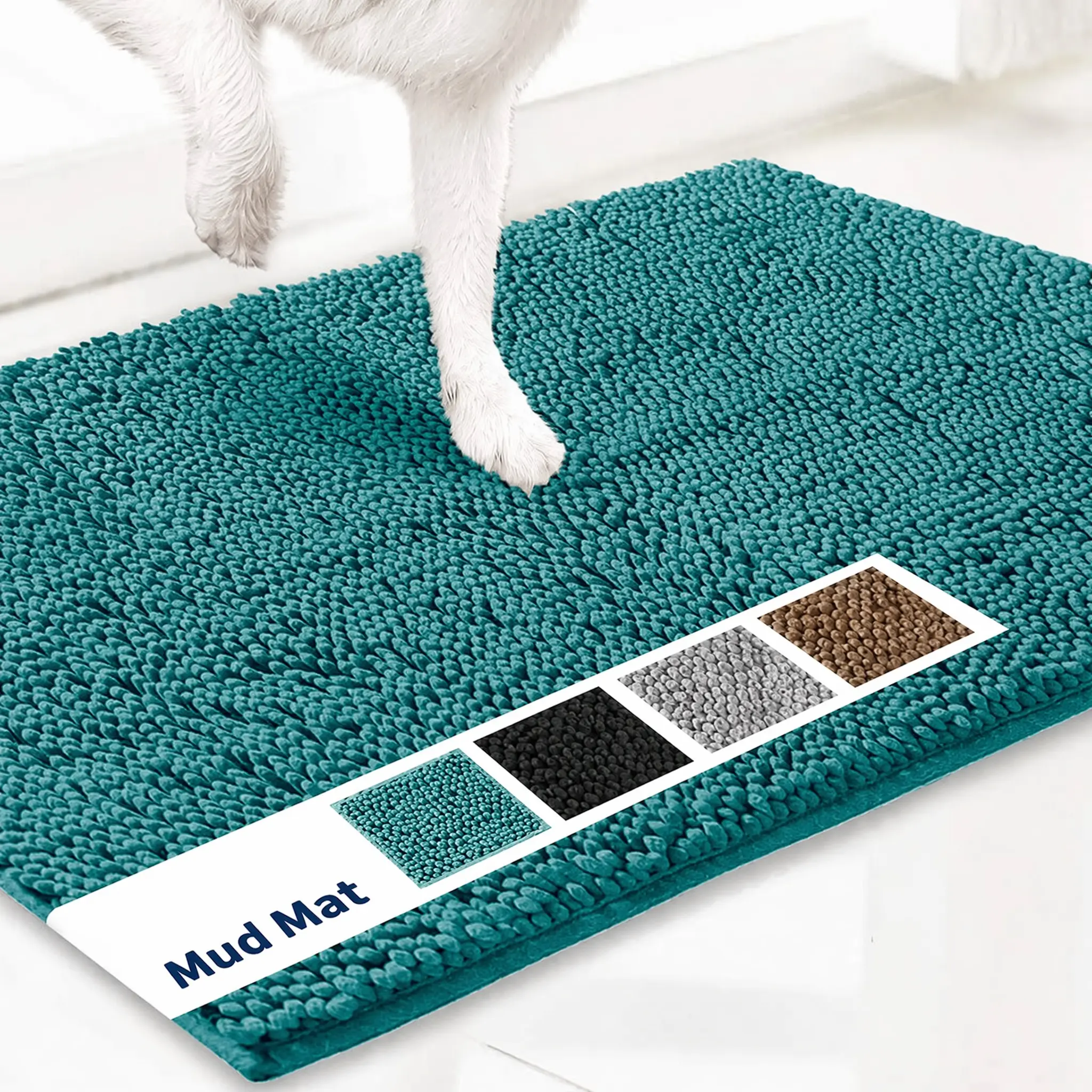 Mud Mat 60*90cm/23.6*35.4in Grey Chenille Dog Mat Non Slip Super Absorbent Washable Door & Bath Rug 60*90cm Quick Dry Pet Mat For Muddy Paws Non Slip Indoor Entry Bathroom Doormat Grey