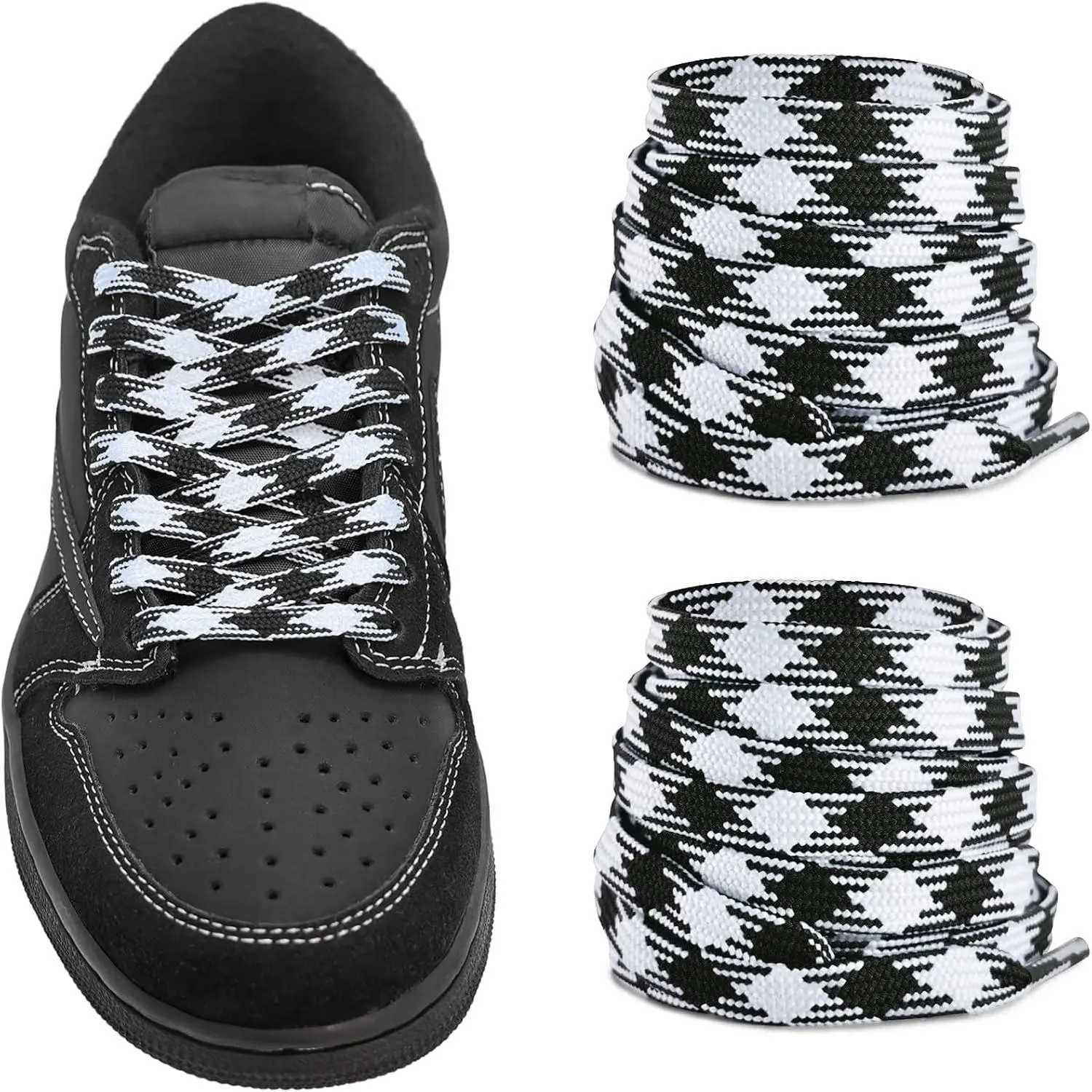 2Pairs Colored Shoelaces for TS1 Black Phantom Sneakers, 5/16"(8MM) Multicolor Argyle Flat Strings  Laces