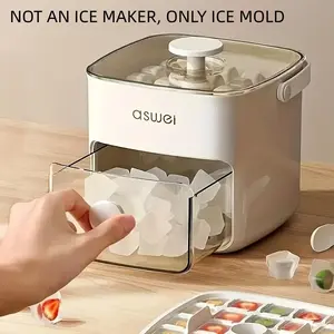 48-grid Ice Cube Maker, Ice Cubes Maker, 1 Set Double Layer Ice Cube Tray with Lid, Ice Tray for Freezer, Kitchen Gadgets, Bar Utensils, Home Bar Accessories, Ice Cube Mold