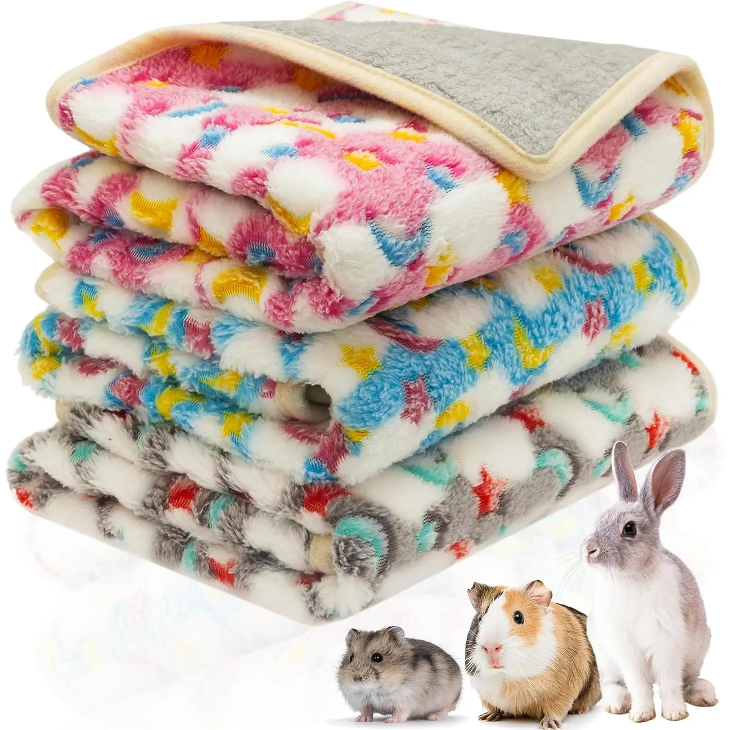 Guinea Pig Bedding Mat, 3 Pack  Small  Cage Liners | Washable Soft Fleece Small  Blankets Accessories for Rat, , Chinchilla, Ferret (13.7*13.7in)