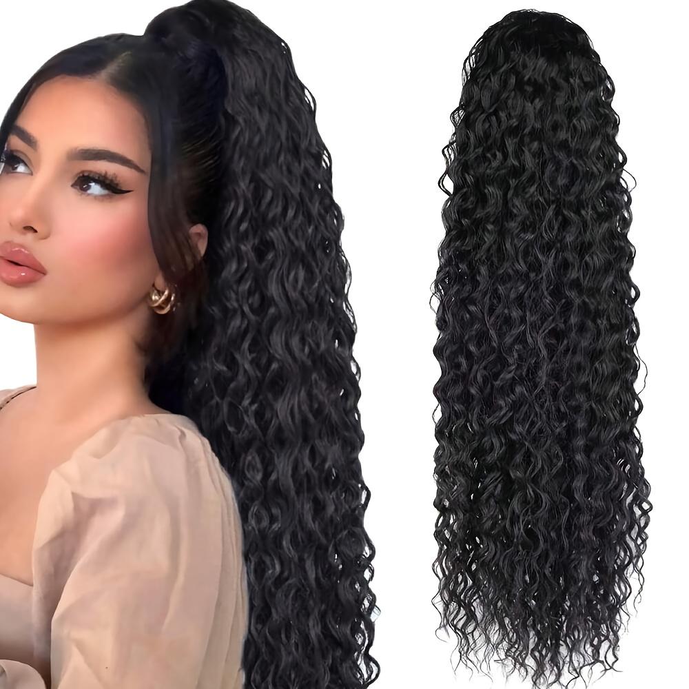 22inch Synthetic fiber wavy drawstring ponytail wig, suitable for women's hair extensions