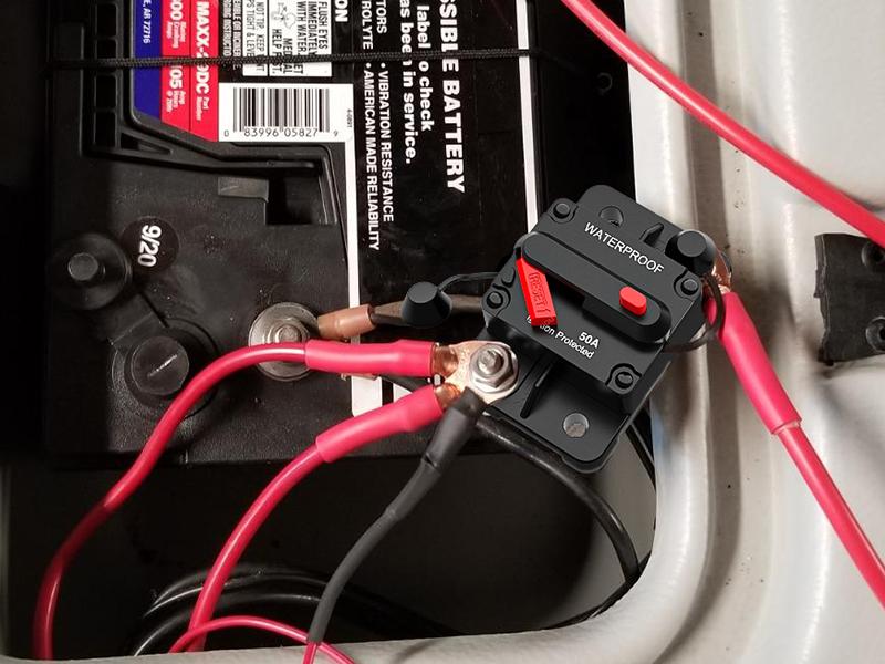 Nilight 50A Circuit Breaker Resettable 12-48V DC Manual Reset w/Copper Wire Lugs Surface Mount Overload Protection