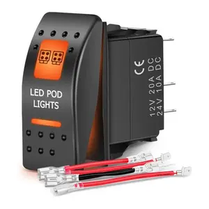 Nilight 5Pin SPST On/Off UTV Led Pod Lights Rocker Switch Orange Backlit