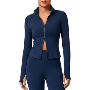 Aoysky Women's Athletic Jackets Cropped Long Sleeve Workout Tops Yoga Zip Up Jackets Gym Tops Golf Shirts