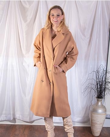 Women's Long Coat Notched Lapel Collar Double Breasted Pea Coat Winter Elegant Wool Blend Over Coats Jackets Women's Long Coat Notched Lapel Collar Double Breasted Pea Coat Winter Elegant Wool Blend Over Coats Jackets