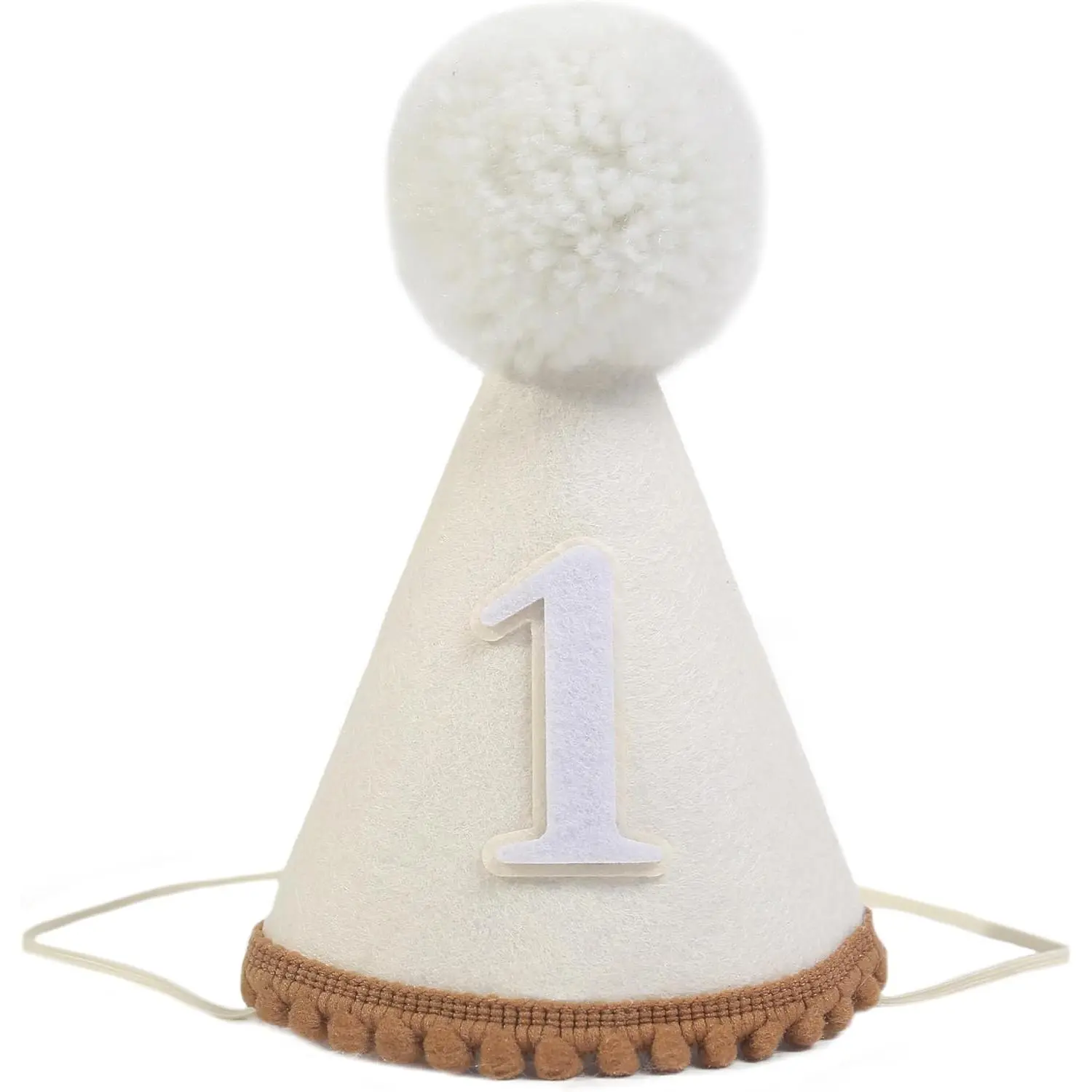 Boho First Birthday Celebration Hat - Natural Conical Cap with Milky White Color - Cake Smash Photo Prop, Best 1st Birthday Accessories New model