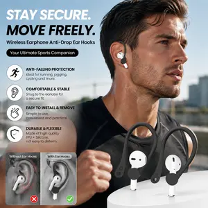 Secure Fit Ear Hooks for AirPods 1/2: Anti-Slip Silicone Ear Tips, Workout Ear Wings for Wireless Earbuds, Mini Sport Ear Covers to Prevent Falling