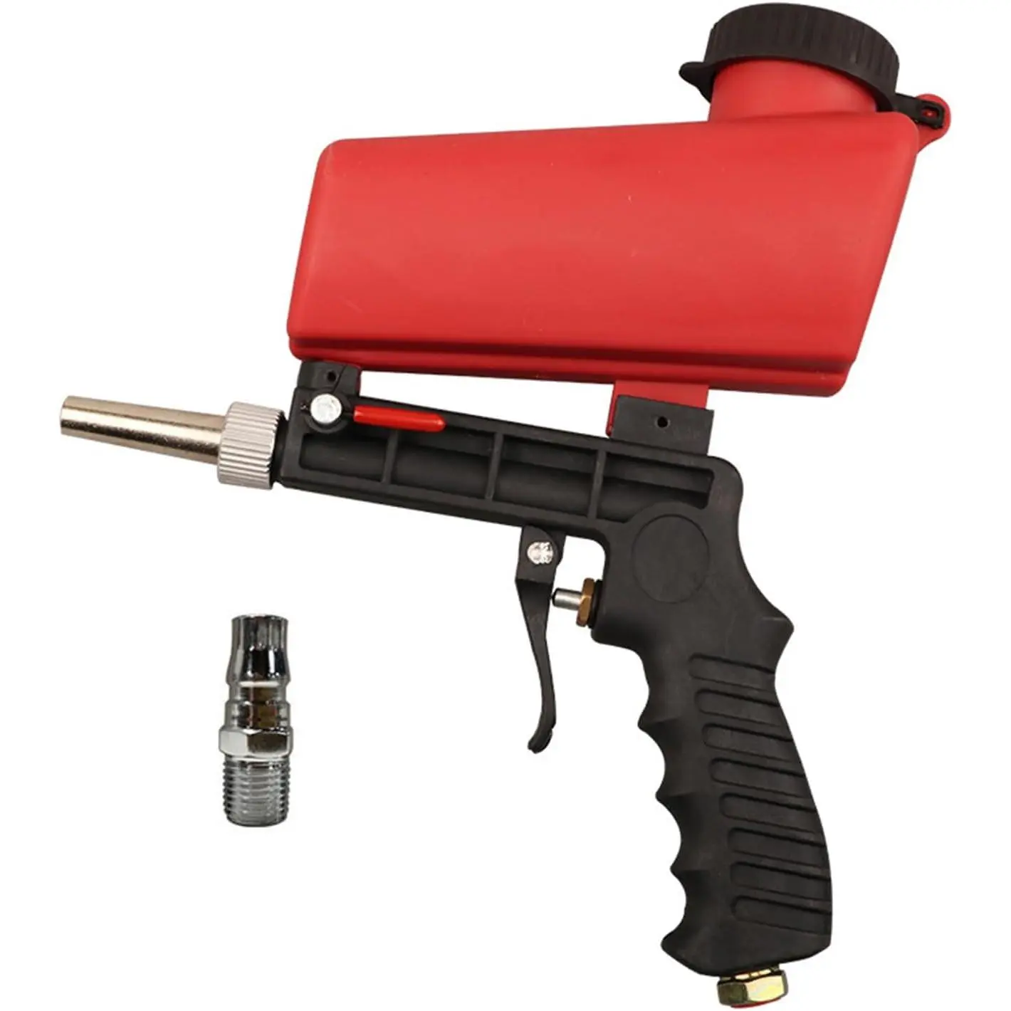 90psi Gravity Feed Sand Blaster Gun Kit - 1 x Sandblasting Gun, 0.81kg Aluminum Rust Removal Tool with 2 Nozzle Tips, Air Regulator, Handheld Grip, Bandage for Paint Removal, Spray Polishing