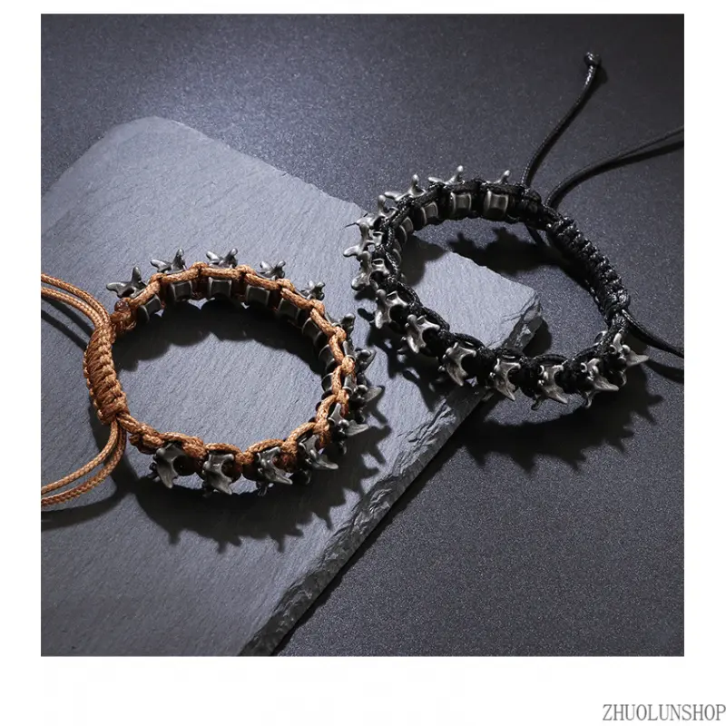 Punk Hip Hop Halloween Alloy Dragon Adjustable Braided Woven Bracelet for Men, Trendy Handmade Wrist Fashion Accessory for Party Daily Outfits