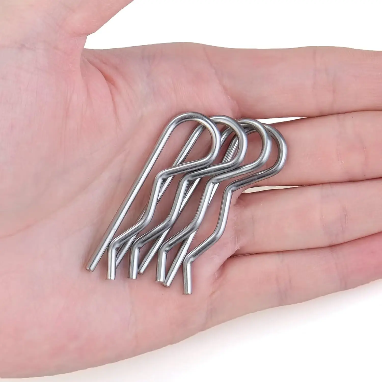 304 Stainless Steel R Clips Cotter Pins (12 PCS, M2.5 x 50mm) - Hand Insert, Secure Fastening, Standard Sizes, Heavy Duty, Rustproof, Spring Tension, with Storage Box for Tractors/Mowers, Automotive Fasteners