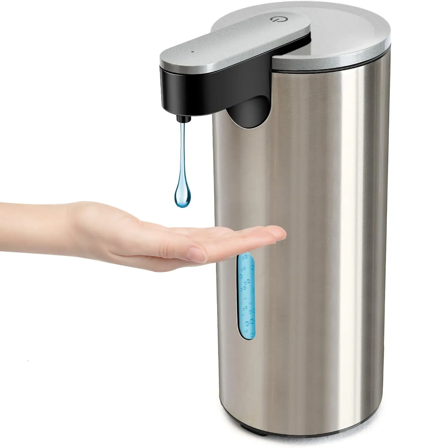 Automatic Soap Dispenser Touchless, Battery Operated, Electric Sensor, Hand-Free Liquid Soap Dispenser, 3 Adjustable Volumes, Kitchen & Bathroom, Stainless Steel Soap Dispenser