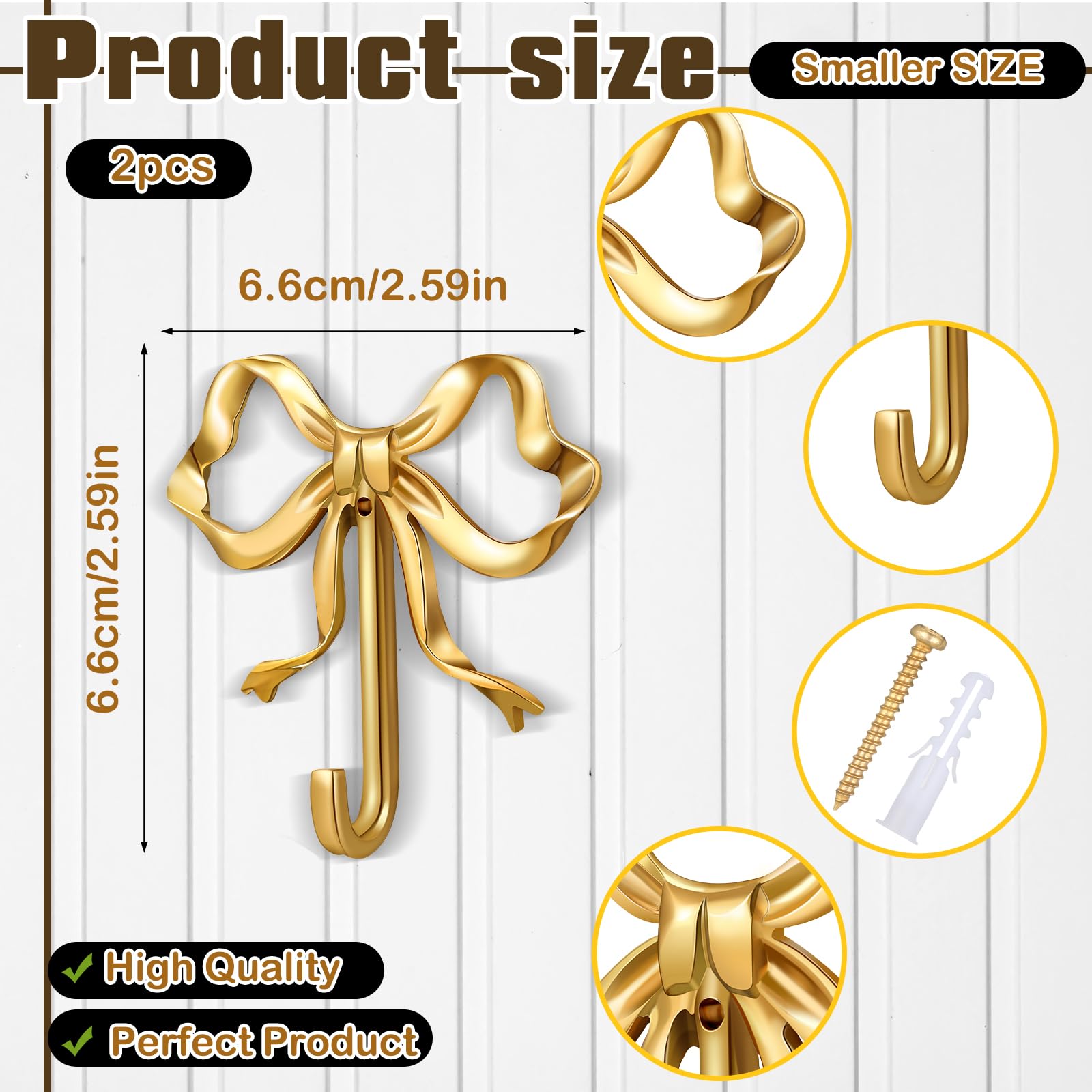 Bow-knot Design Wall Hook, 2/4 Counts/set Exquisite Decorative Wall Hook, Towel Hook, Home Organizer for Bedroom Bathroom Living Room Kitchen