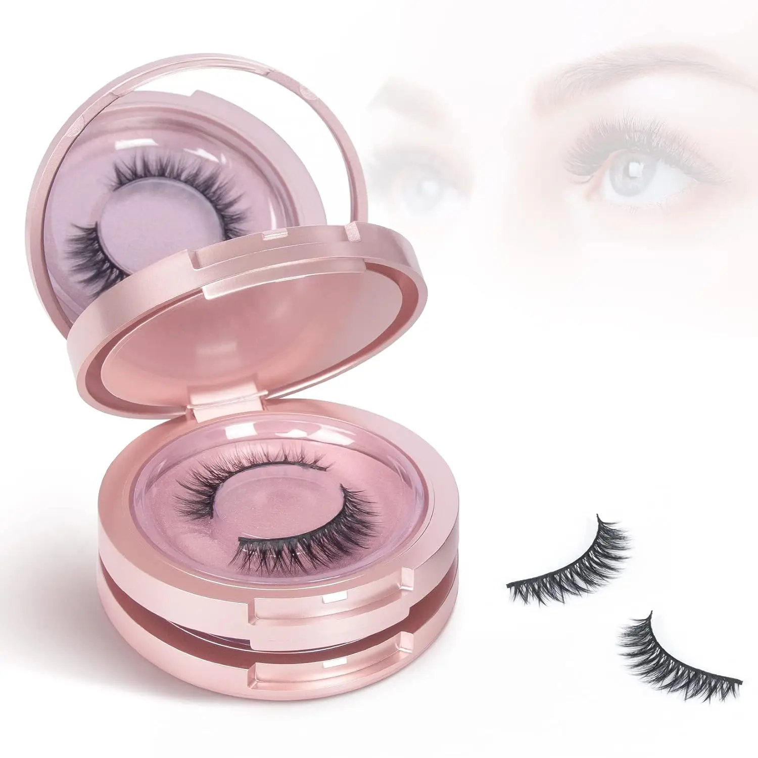 Eyelash Container Case Travel 3 Layers  Eyelash Holder, Rose | Lash Cluster Storage Case with Mirror, Eyelash Organizer Case , Travel Lash Holder, Lashes  Box for Women Girls