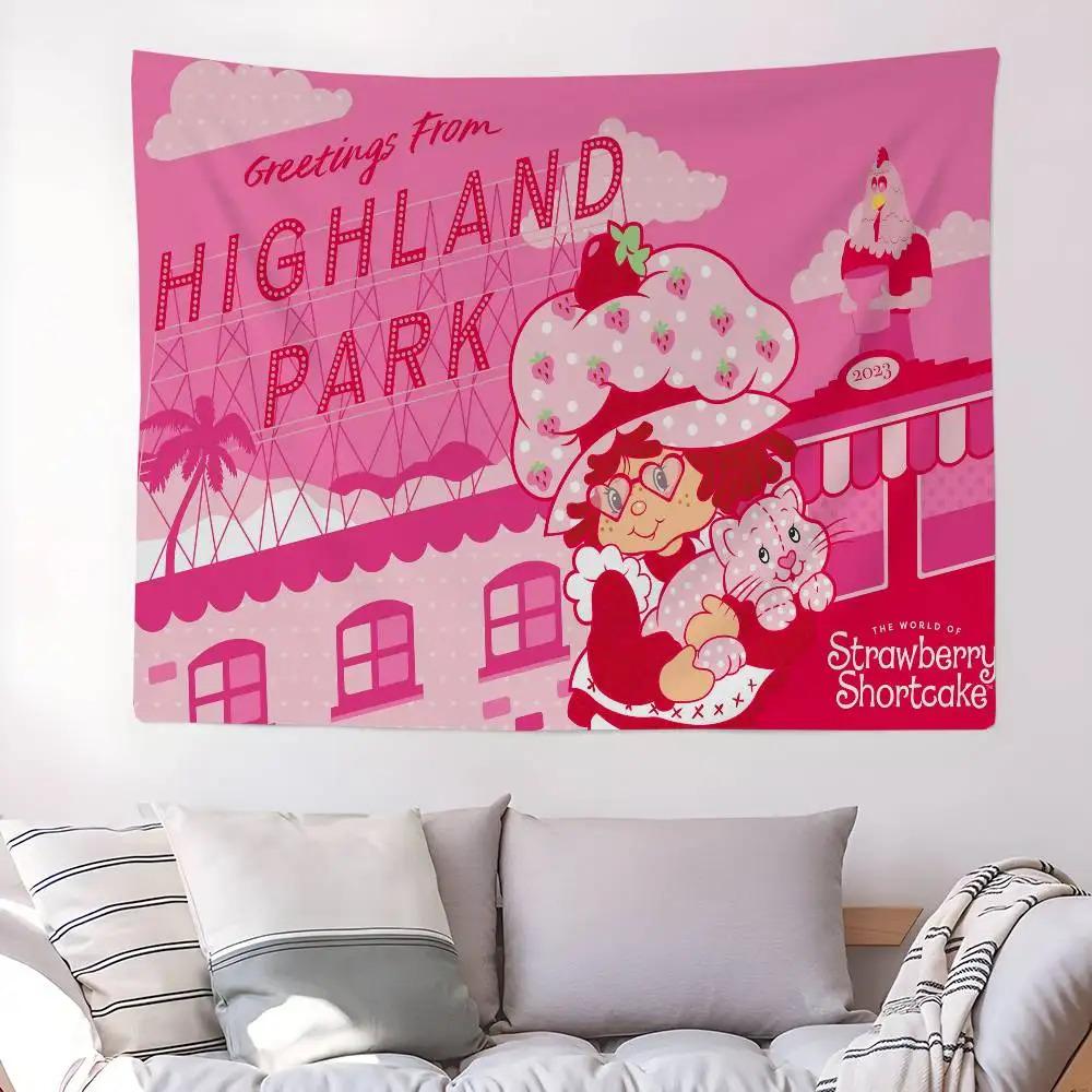 S-Strawberry Cartoon S-Shortcake Girl DIY Wall Tapestry Hanging Tarot Hippie Wall Rugs Dorm Home Decor