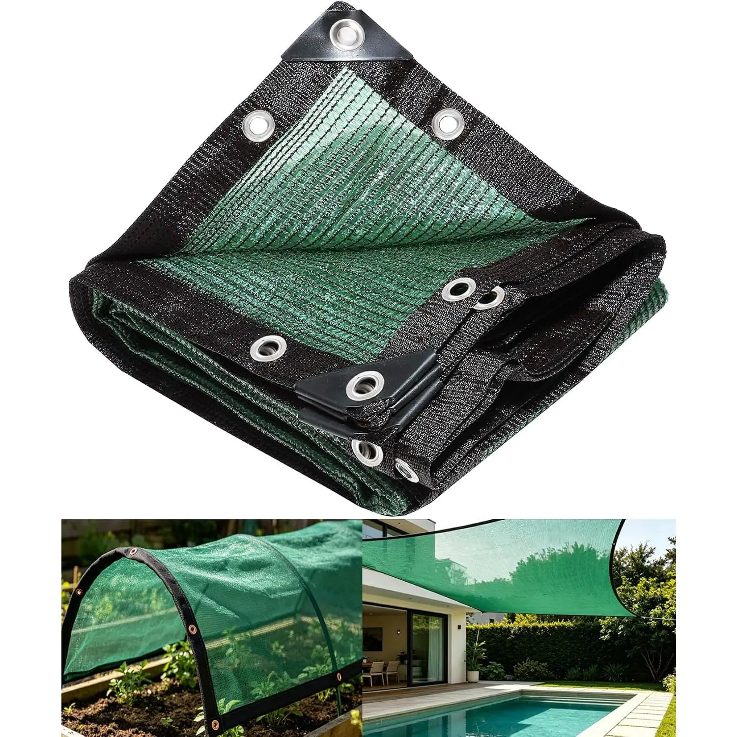 70% Green Shade Cloth with Grommets, 8 FT X 20 FT UV Blocking Mesh Tarp | Heavy Duty Shade Cover for Garden,Patio,  Cover, Tomatoes, Barns Kennel, Greenhouse