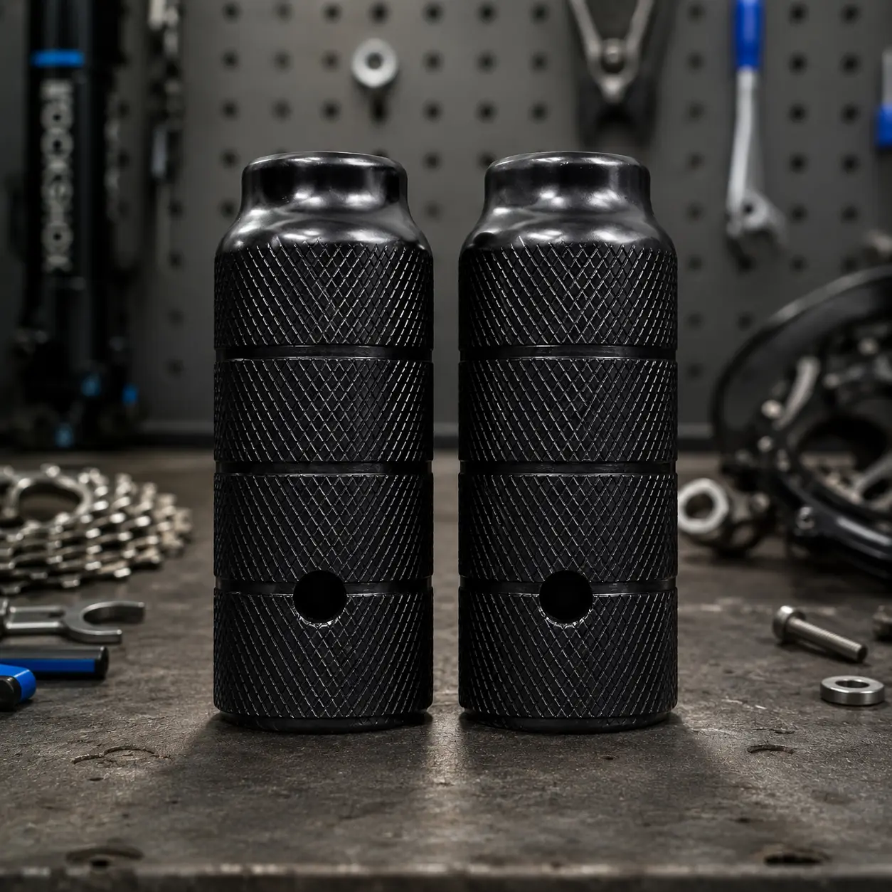 Heavy-Duty Steel Bike Foot Column with Reinforced Base Plate, Compatible with Mountain and Hybrid Bicycles, 38mm Diameter x 110mm Height, Durable Pedal Mounting Support for Enhanced Stability and Ride Performance