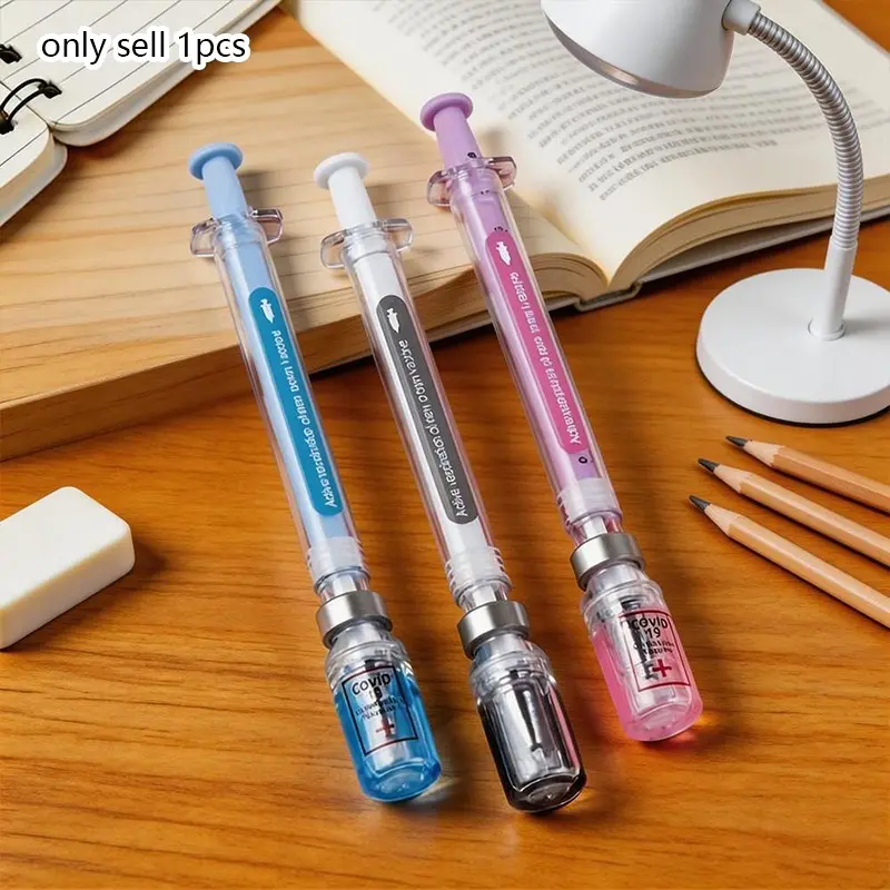 Creative Syringe Shaped Gel Pen, 1/3 Counts Portable 0.5mm Multi-purpose Writing Pen, Modern Funny Writing Pen, Unique Pens for Students Office Workers, Funny Teacher Pens, Ink Gel Pens, Cool Pens, Writing Markers Supplies, Office Stationery & Supplies