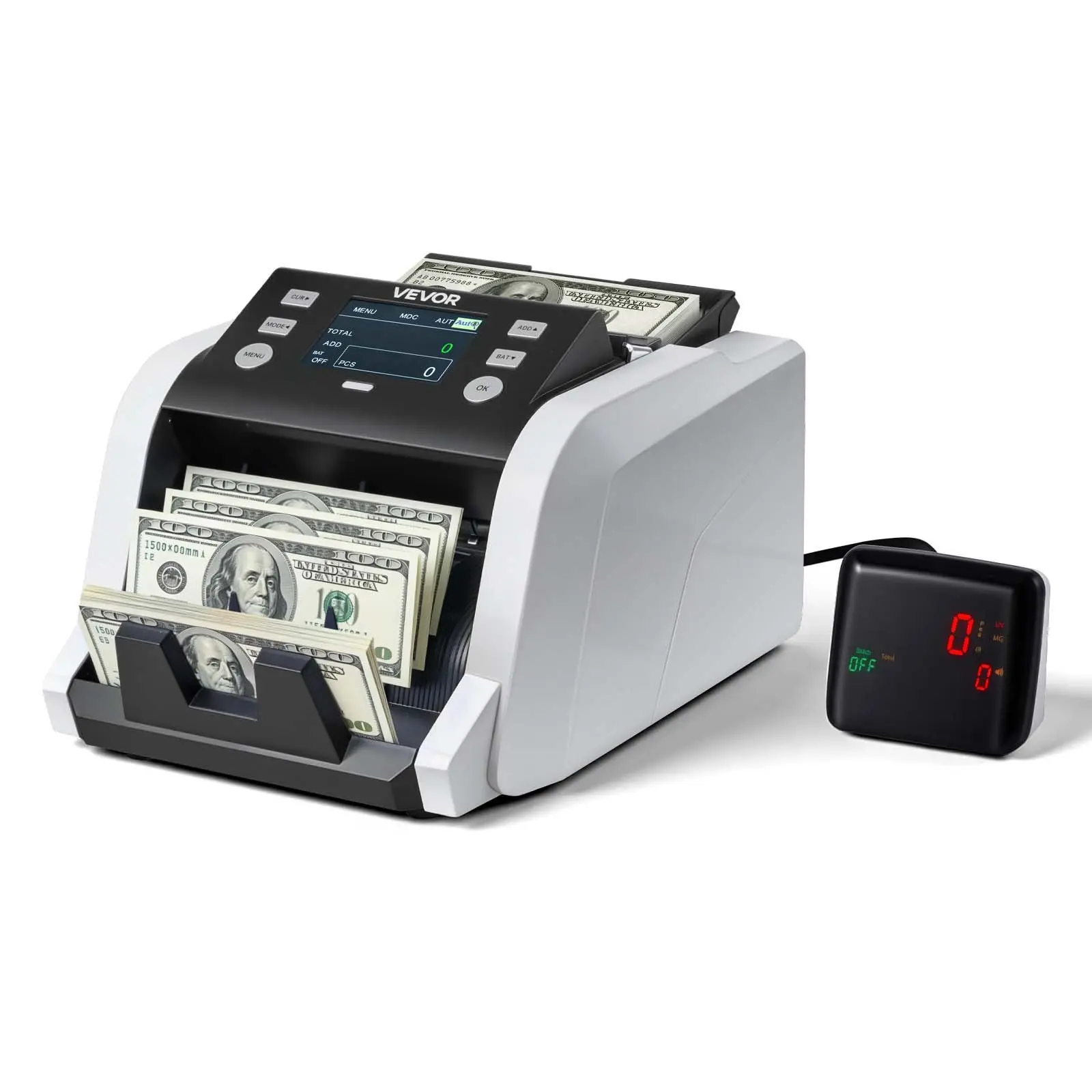【DealsForYouDays】VEVOR Money Counter Machine, 1200 Notes/Minute, Cash Counter with Value Count, UV/MG/IR/DD/DBL/HLF/CHN Counterfeit Detection, TFT Display, Money Counting Machine Mixed Denomination for Dollar and Euro