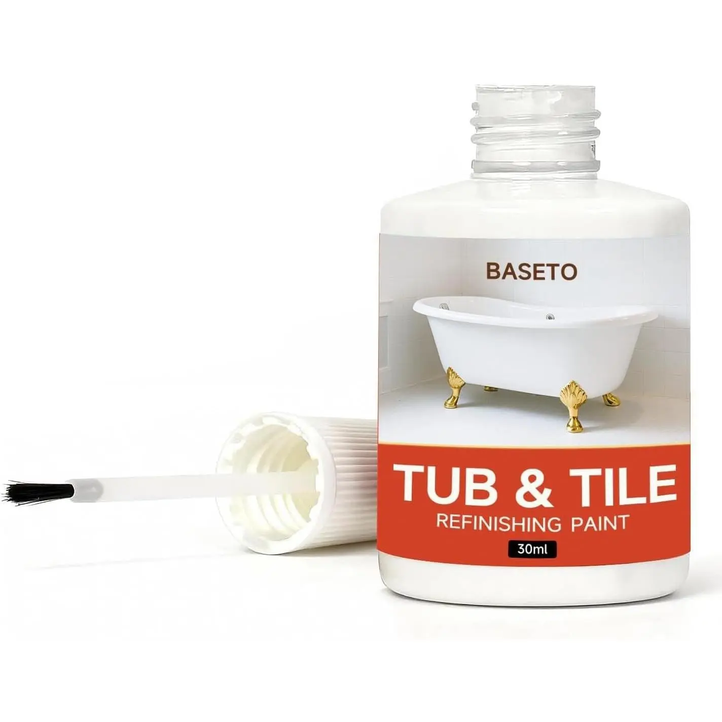High-Gloss White Tub and Tile Paint Quick-Dry Porcelain Paint for Scratches & Chips on Porcelain Acrylic Enamel Bathtubs Cast Iron Tiles Sinks Toilets (1.5Oz White)