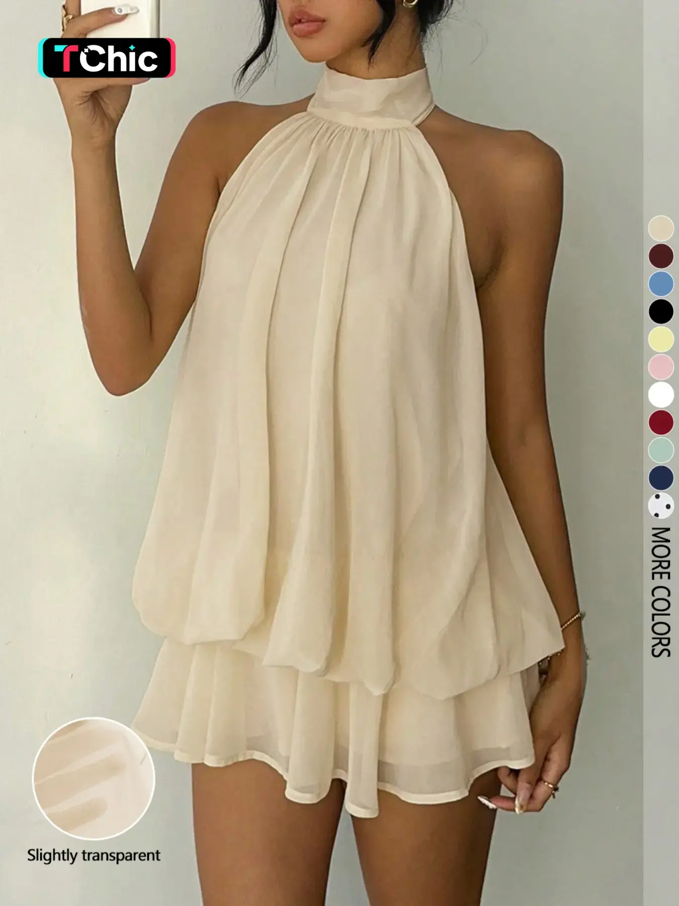 Women's Simple Solid Backless Halter Sleeveless One-Piece Jumpsuit, Elegant Chic Ruffle Design, Perfect for Casual Wear, All Seasons Fashion, Outfit