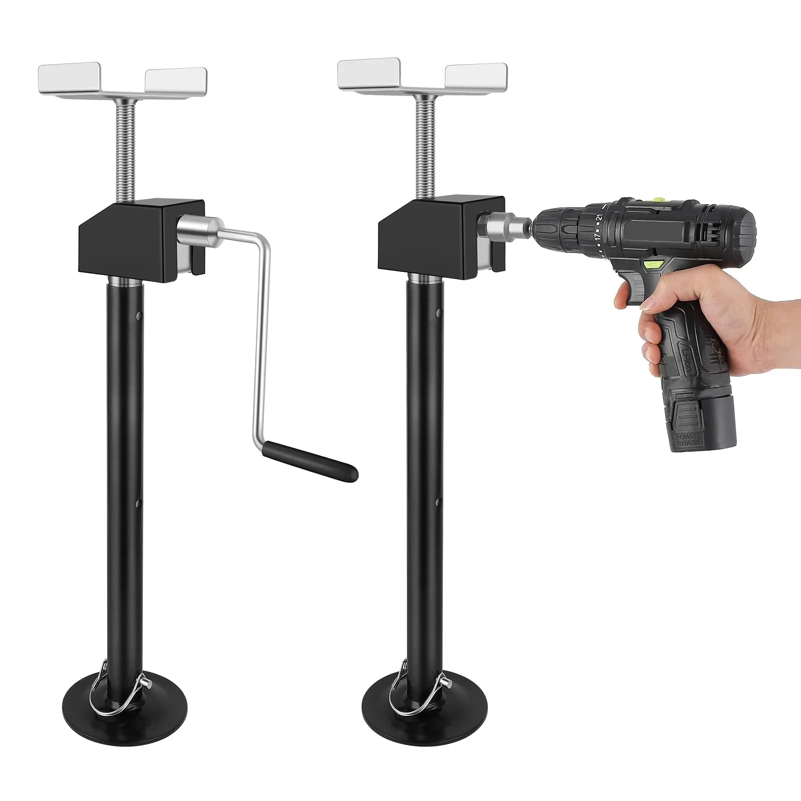 Garvee Upgraded Set of 2 Black Heavy-Duty Steel RV Slide Out Stabilizer Jacks, Supports 5,000 LBS, Adjustable Height 21.06"–34.25" for RV Slide Outs