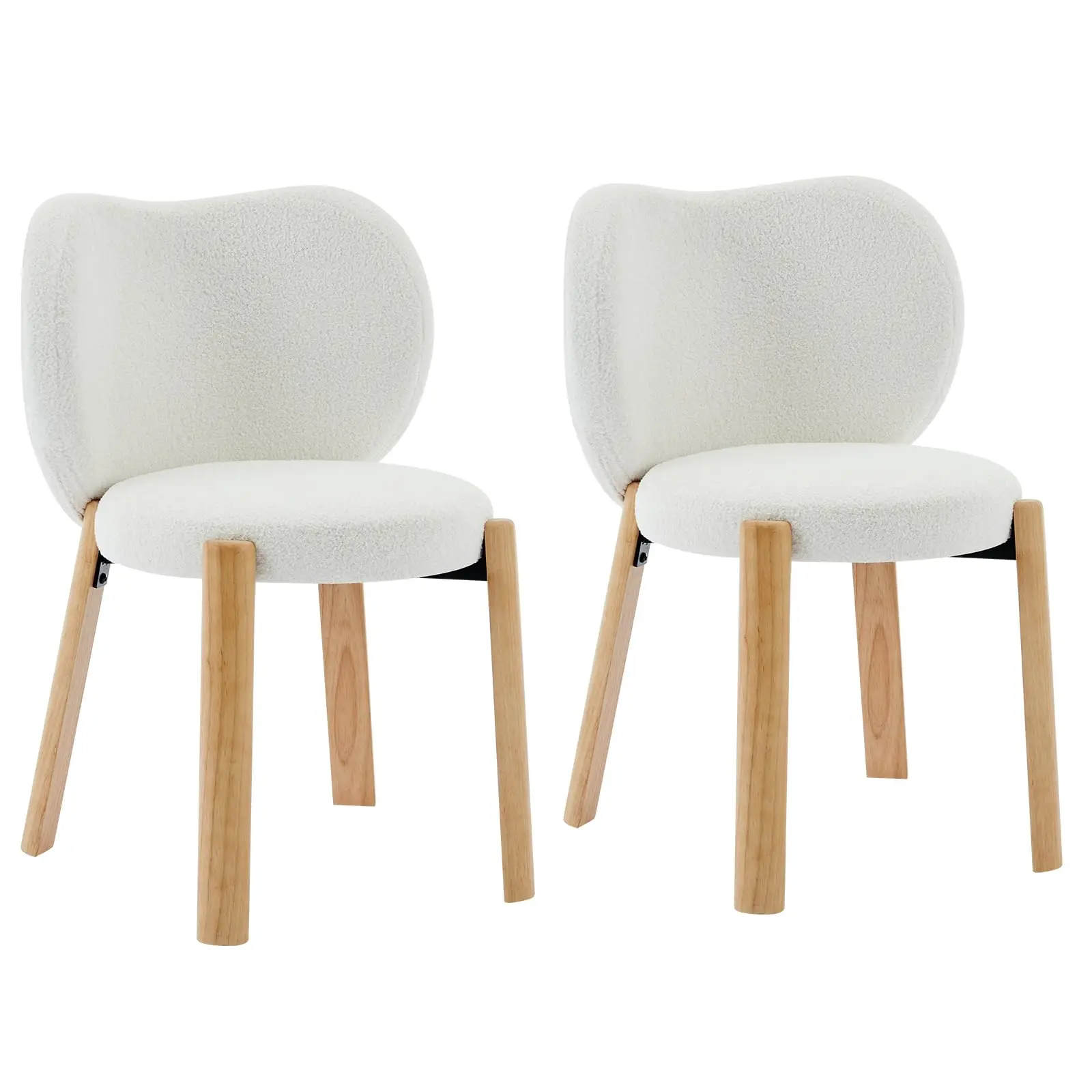 Garvee Comfortable Plush Makeup Chair with Decorative Design, Soft Plush Fabric, Ideal for Home Office, Bedroom, or Dressing Room, White, Set of 2