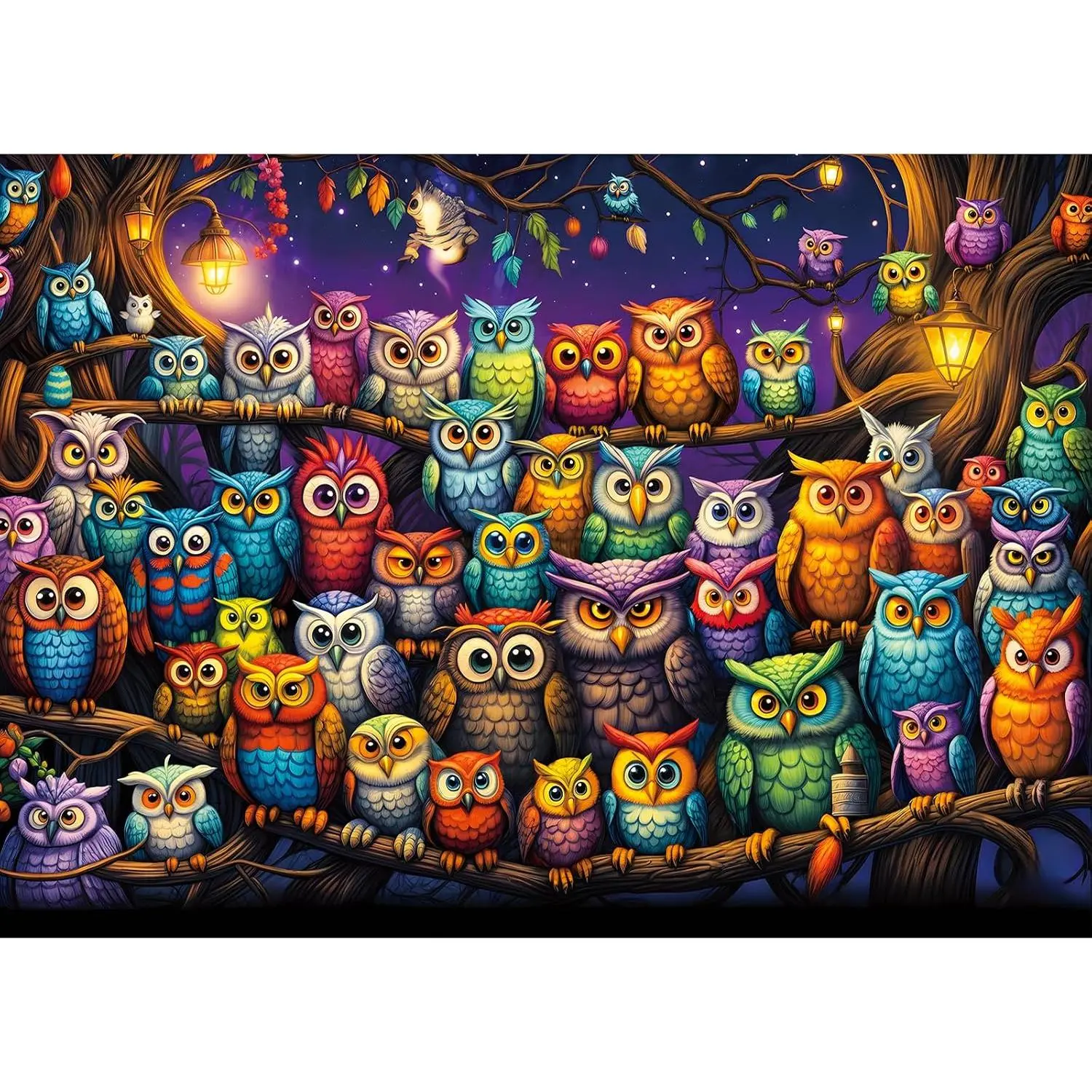 Owl Family Puzzles for Adults 1000 Pieces, Puzzles with Letters on Back, Impossible Hard Difficult Challenging, Precise Interlocking Pieces, Gifts for Father's Day
