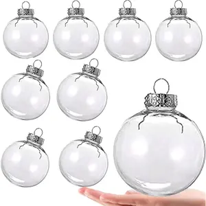 8 Pcs DIY Clear Plastic Fillable Hanging Balls Ornament, 3.15Inch Removable Top Clear Ball for Halloween Christmas Birthday Wedding Party Xmas Decor DIY Crafts (80mm)