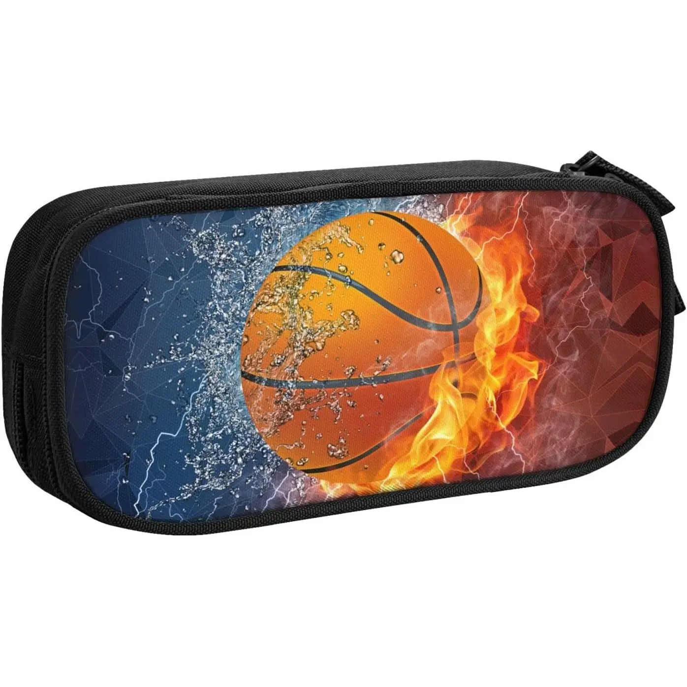 Basketball Pencil Case for  Boys Girls, High Capacity Cool Black Pencil Pouch with Zippers,  Pencil Box Stationery Organizer Multifunction Bag for Business Office