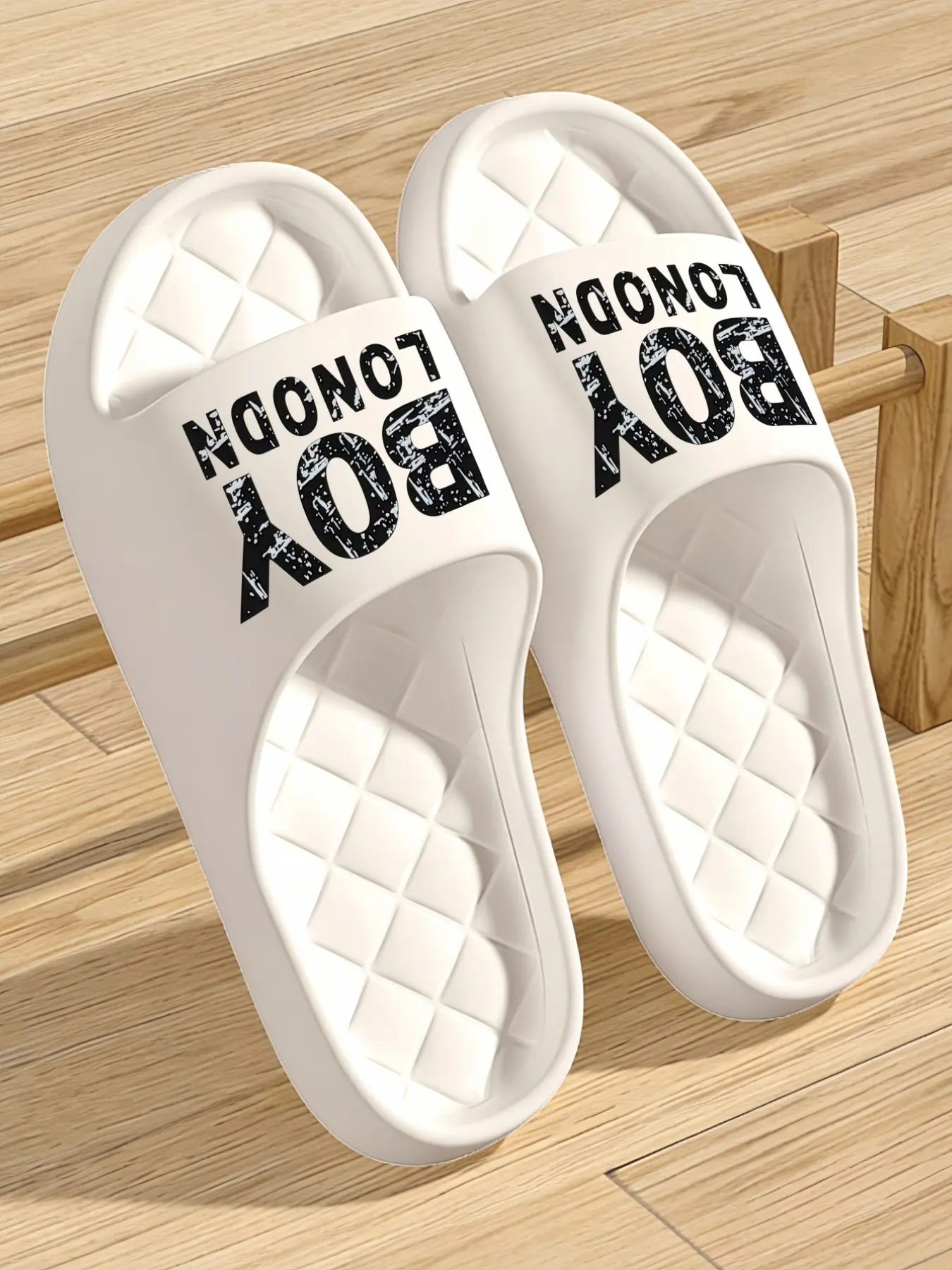 Men's Grunge Letter Graphic Eva Slides, Non-Slip Soft Quilted Insole, Casual Slippers, Indoor Outdoor Streetwear Footwear, Size Up for Wide Feet, Slipper Shoes