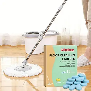 12-Pack Floor Cleaning Tablets (Lemon Scent), Eco-Friendly Formula, Powerful Stain Removal & Odor Elimination, Suitable for All Floors