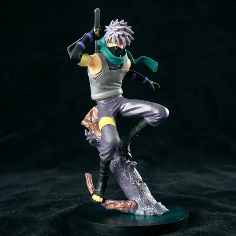 Naruto ANBU Kakashi Tree Trunk Battle Figure 21cm, Desktop Decoration Gift, Anime Collectible Model, Anime Character Statue, Perfect for Fans and Enthusiasts
