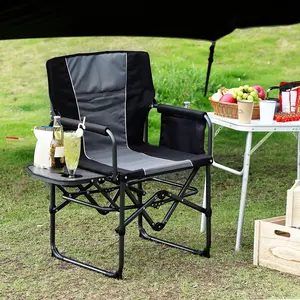 Summervibes Flash sale home items Heavy Duty Oversized Folding Camping Director Chair for Adults – Portable Outdoor Lawn Chair with Side Table, Storage Pouch, Cup Holder – Supports 330 lbs – Ideal for Beach, Fishing, Picnic & More,travel