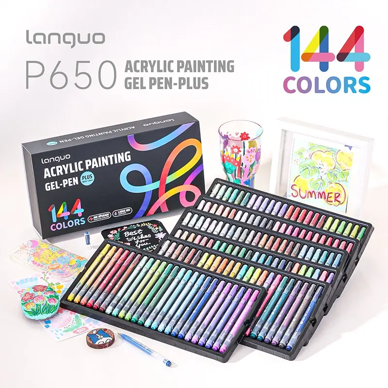 Blue Fruit P650 Series 144 Color Acrylic Gel Pen Set, 1.0mm Large Capacity Colored Gel Marker Pens, Multifunctional Art Pens for Creative Use, Artist Supplies