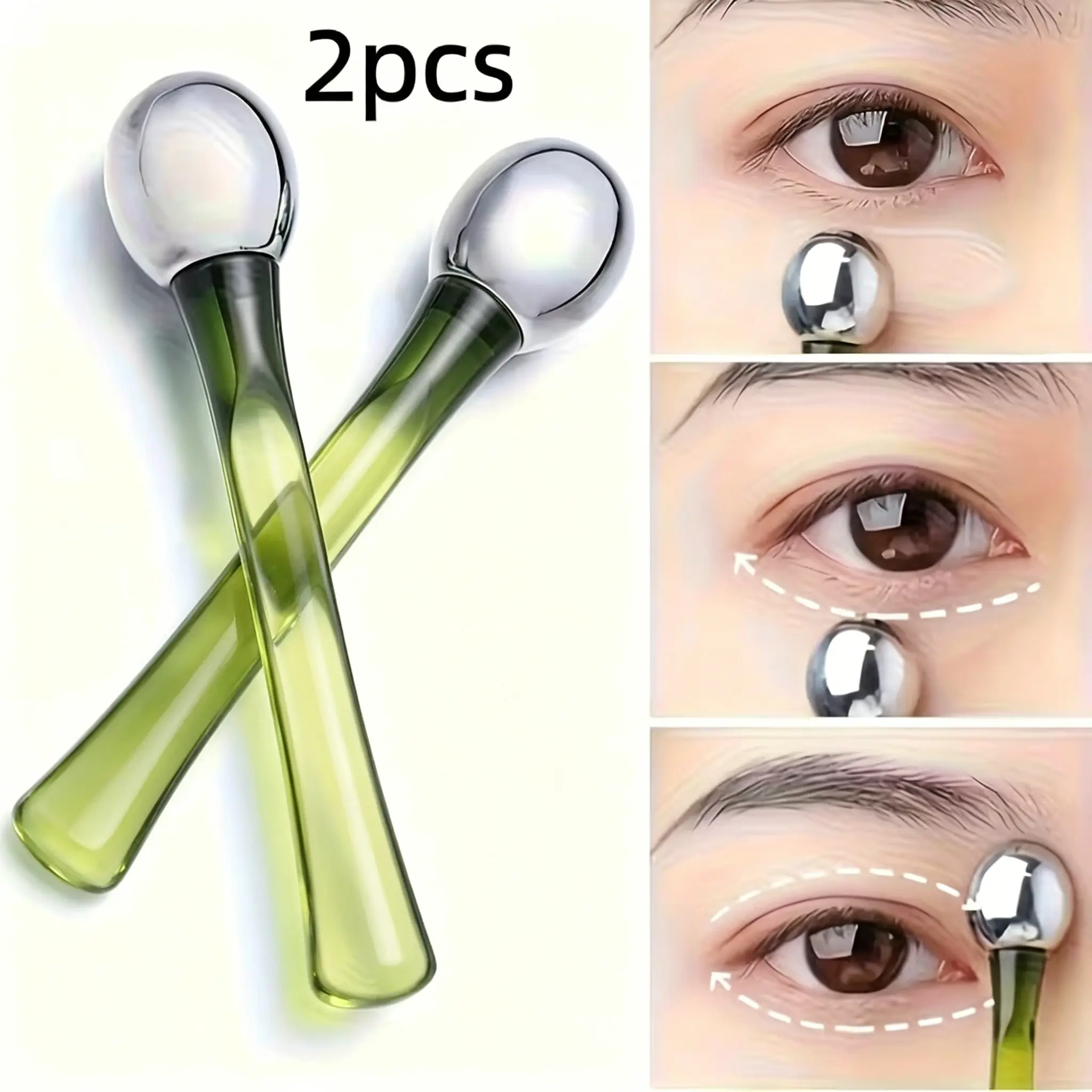 2pcs Eye Massage Roller, Fragrance-Free Skincare Tool, Facial Care Tool, Reduces Swelling and Dark Circles, Ergonomic Handle, Smooth Operation, Durable Plastic