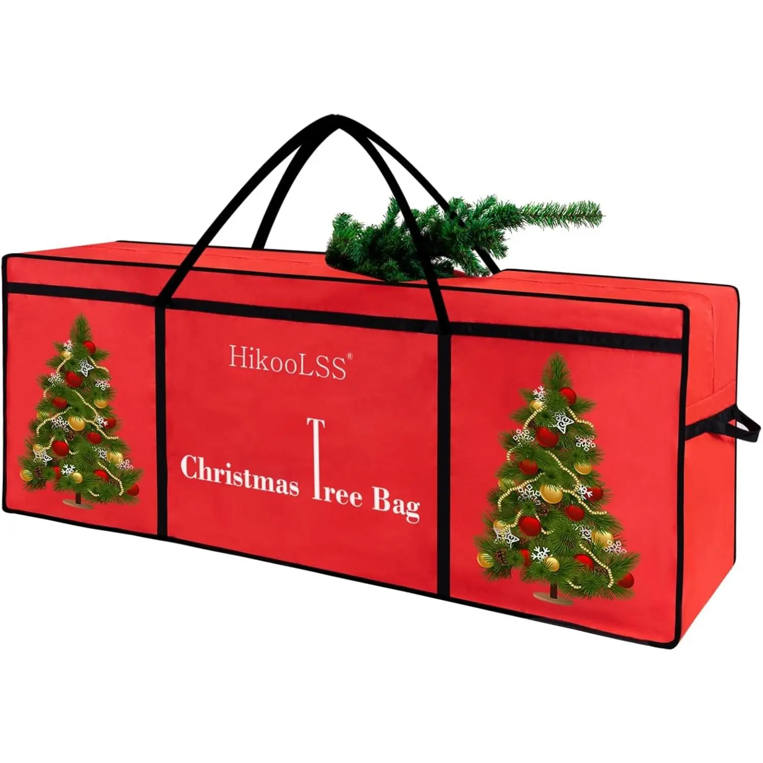 Christmas Tree Storage Bag 12 Ft Tall Tree Container Heavy Duty Oxford Dual Mesh Pockets Moistureproof Extra Large Christmas Tree Box for Big Xmas Tree Wide Opening Red (65X23X27in)