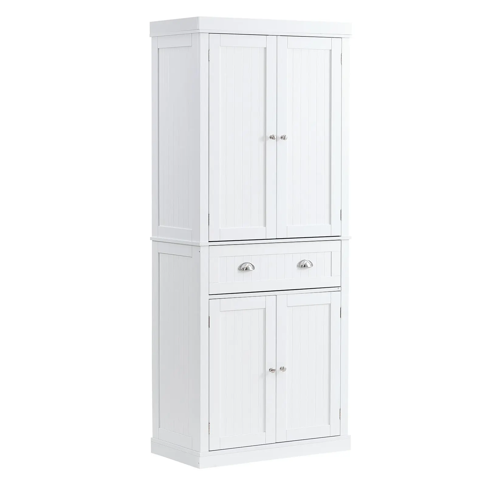 【Summerfinds】VEVOR 72" Freestanding Kitchen Pantry Storage Cabinet with Doors, Drawer, 3 Adjustable Shelves & Premium Hinge, Tall Utility Cabinet for Kitchen, Dining Room, Laundry, White, Freestanding Utility Cabinet