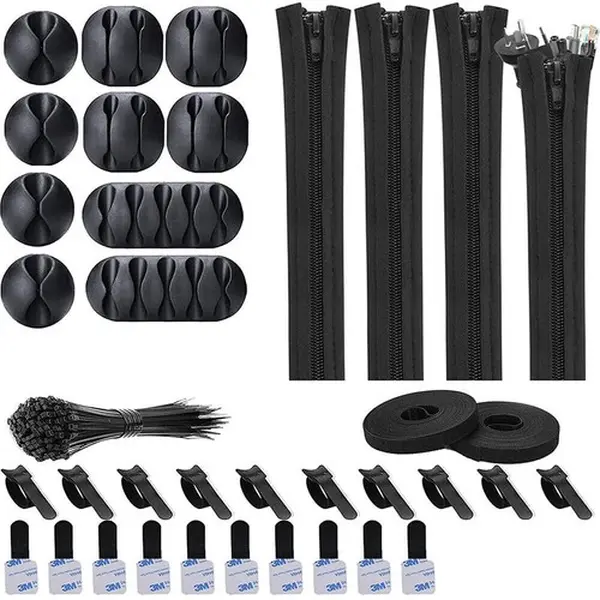 Cable Management Kit Wire/Cord Organizer Zip Ties Holder Clips Adhesive US